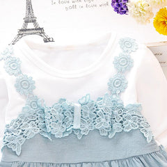 Floral Pattern Long Sleeve Dress Kids