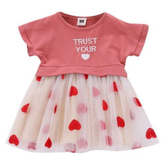 Short Sleeve Love Pattern Dress