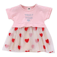 Short Sleeve Love Pattern Dress