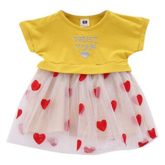 Short Sleeve Love Pattern Dress