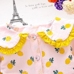 Pineapple Print Long Sleeve Dress