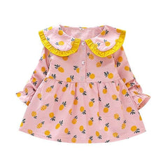 Pineapple Print Long Sleeve Dress