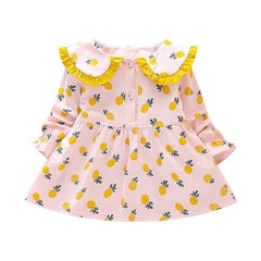 Pineapple Print Long Sleeve Dress