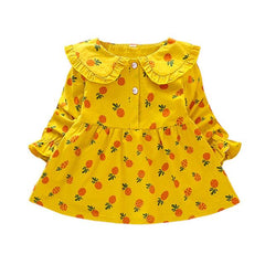 Pineapple Print Long Sleeve Dress