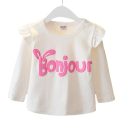 Casual Baby Girl Tshirt Bonjour