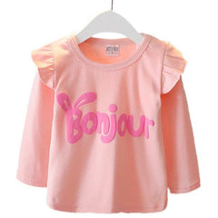 Casual Baby Girl Tshirt Bonjour
