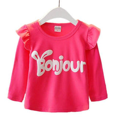 Casual Baby Girl Tshirt Bonjour