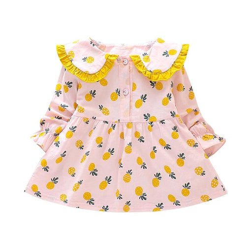 Pineapple Print Long Sleeve Dress
